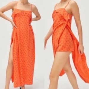 - Urban outfitters orange and black romper maxi dress
